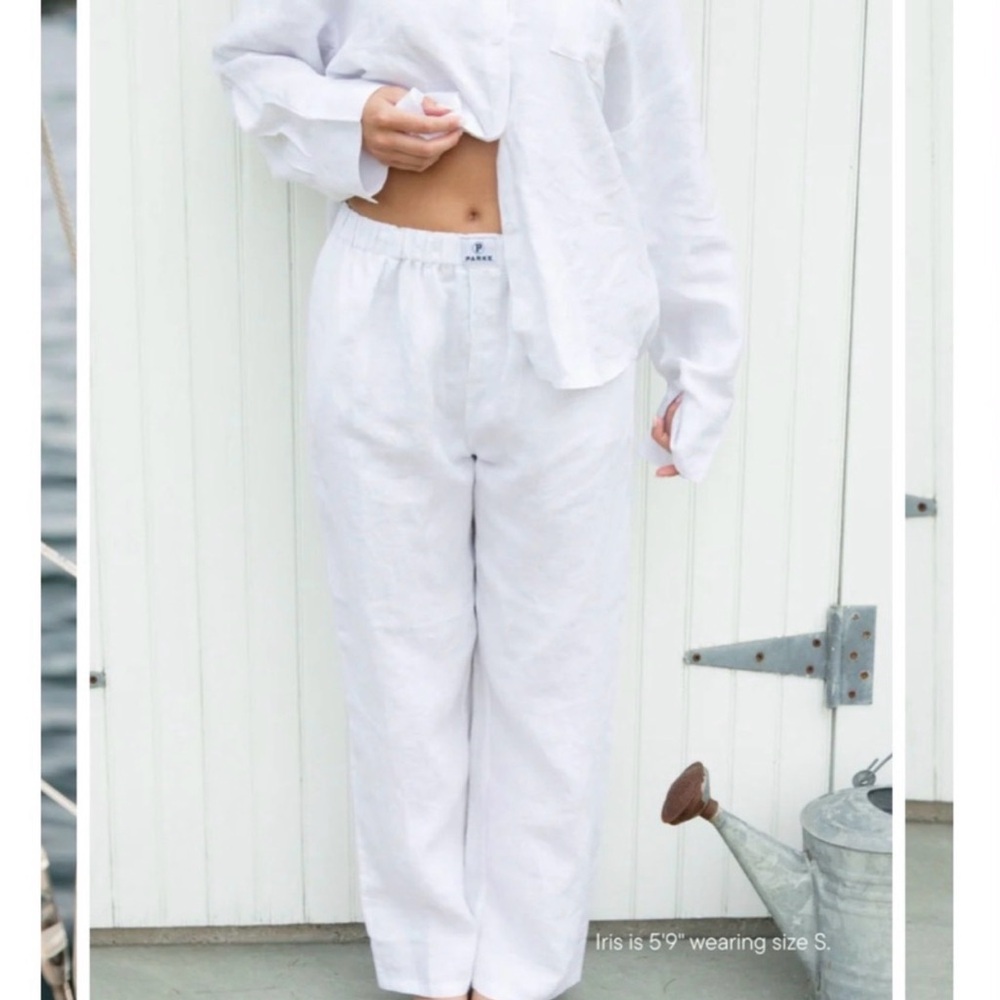 Parke White Linen Pants, Size M